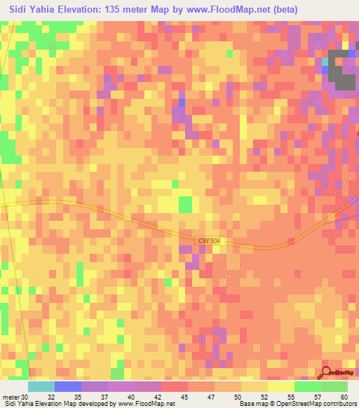 Sidi Yahia,Algeria Elevation Map