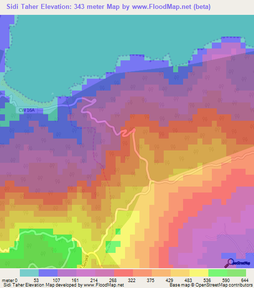 Sidi Taher,Algeria Elevation Map