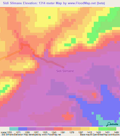 Sidi Slimane,Algeria Elevation Map
