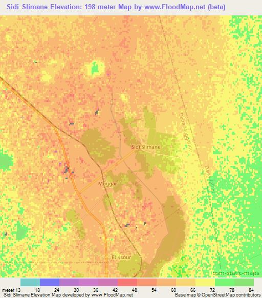 Sidi Slimane,Algeria Elevation Map