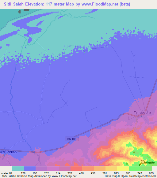 Sidi Salah,Algeria Elevation Map