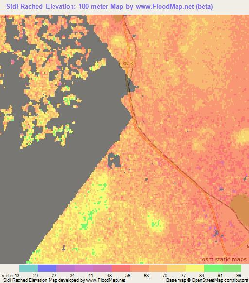 Sidi Rached,Algeria Elevation Map