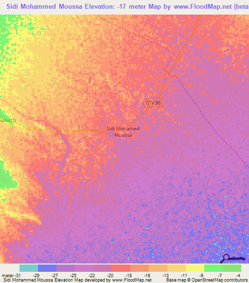 Sidi Mohammed Moussa,Algeria Elevation Map