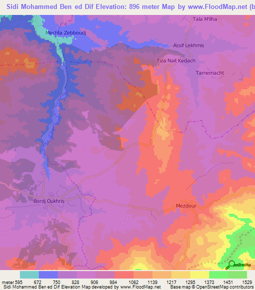 Sidi Mohammed Ben ed Dif,Algeria Elevation Map