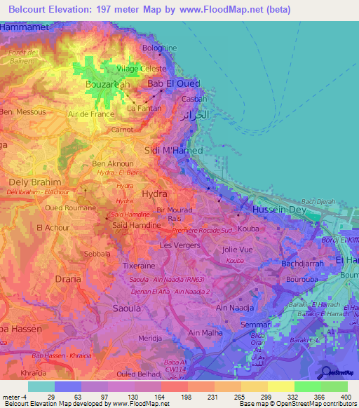 Belcourt,Algeria Elevation Map