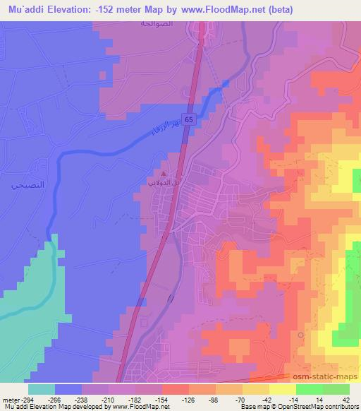 Mu`addi,Jordan Elevation Map