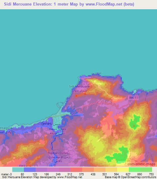 Sidi Merouane,Algeria Elevation Map
