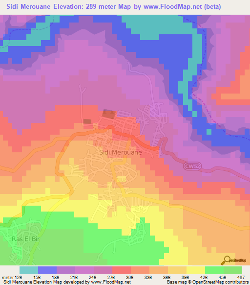 Sidi Merouane,Algeria Elevation Map