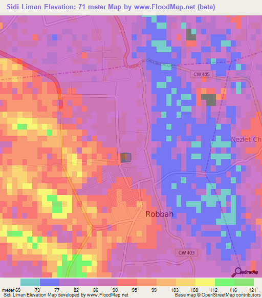 Sidi Liman,Algeria Elevation Map