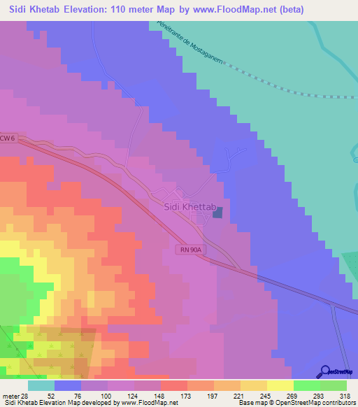 Sidi Khetab,Algeria Elevation Map