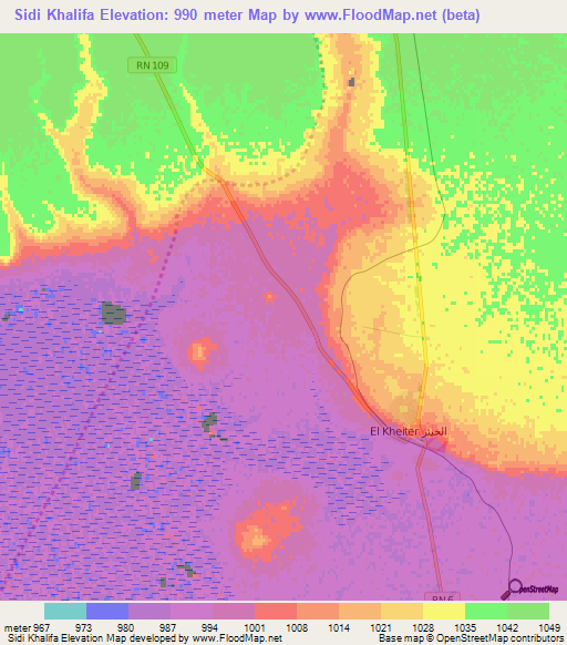 Sidi Khalifa,Algeria Elevation Map