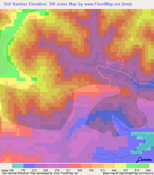 Sidi Kamber,Algeria Elevation Map