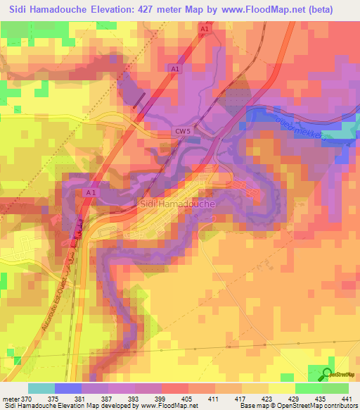 Sidi Hamadouche,Algeria Elevation Map