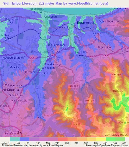Sidi Hallou,Algeria Elevation Map