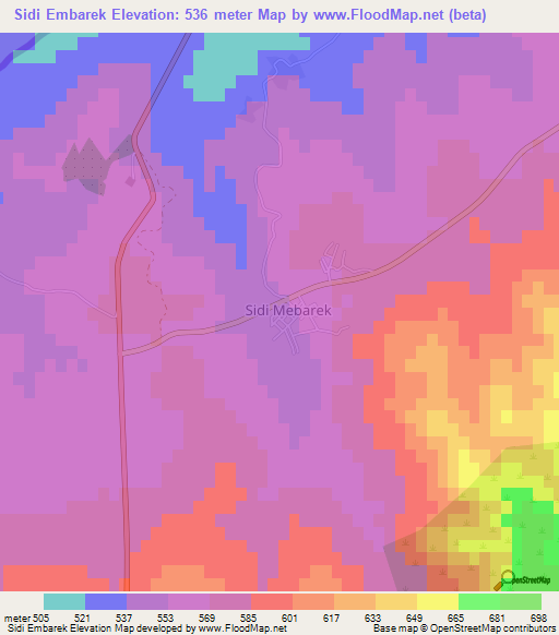 Sidi Embarek,Algeria Elevation Map
