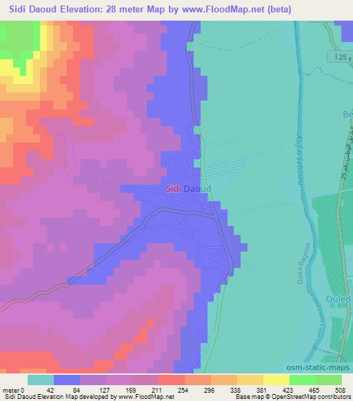 Sidi Daoud,Algeria Elevation Map