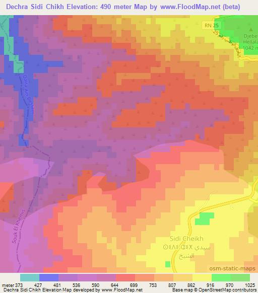 Dechra Sidi Chikh,Algeria Elevation Map