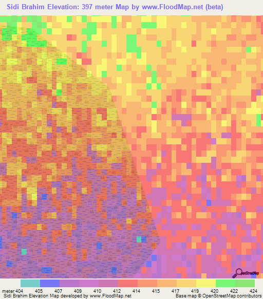 Sidi Brahim,Algeria Elevation Map
