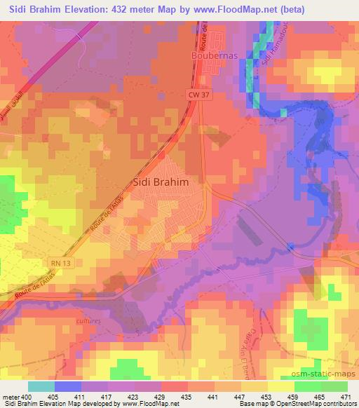 Sidi Brahim,Algeria Elevation Map