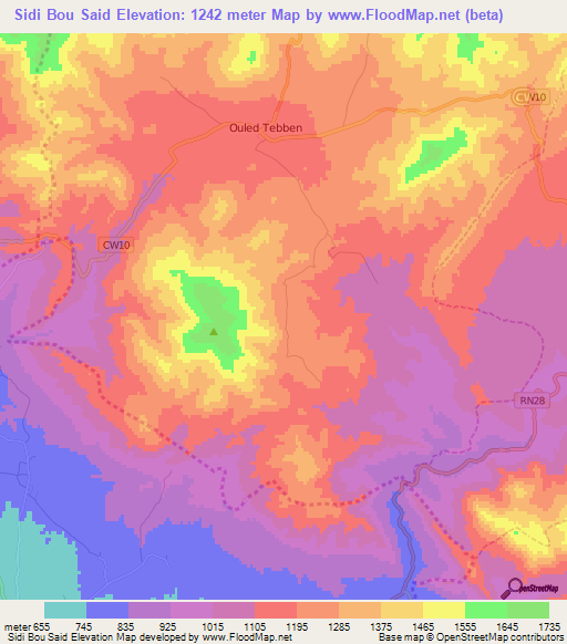 Sidi Bou Said,Algeria Elevation Map