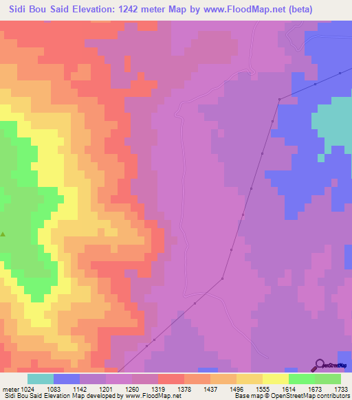 Sidi Bou Said,Algeria Elevation Map