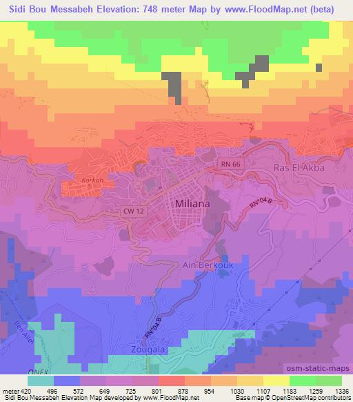 Sidi Bou Messabeh,Algeria Elevation Map