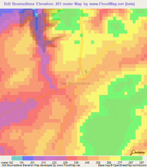 Sidi Boumediene,Algeria Elevation Map