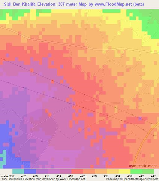 Sidi Ben Khalifa,Algeria Elevation Map