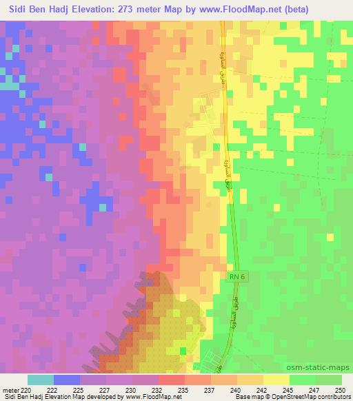 Sidi Ben Hadj,Algeria Elevation Map
