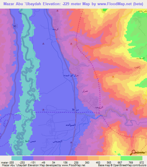 Mazar Abu `Ubaydah,Jordan Elevation Map