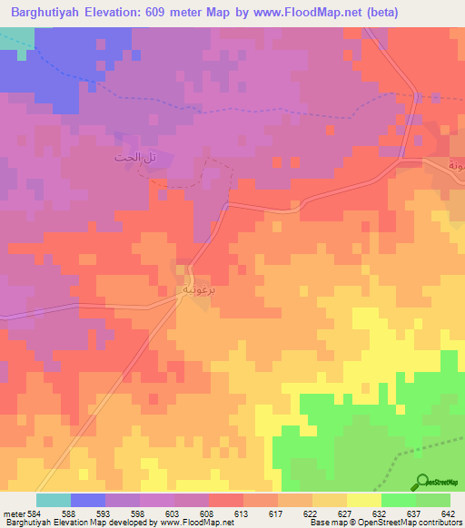 Barghutiyah,Syria Elevation Map