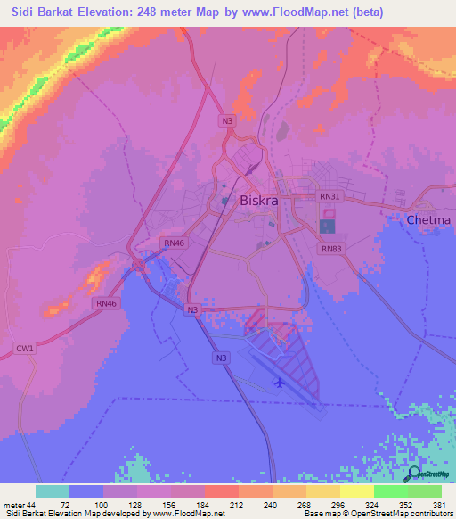 Sidi Barkat,Algeria Elevation Map