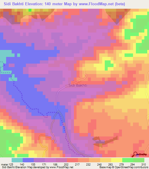 Sidi Bakhti,Algeria Elevation Map