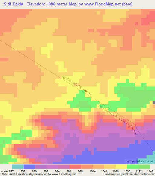 Sidi Bakhti,Algeria Elevation Map
