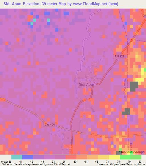 Sidi Aoun,Algeria Elevation Map