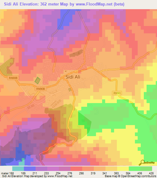 Sidi Ali,Algeria Elevation Map