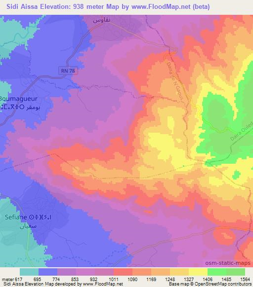 Sidi Aissa,Algeria Elevation Map