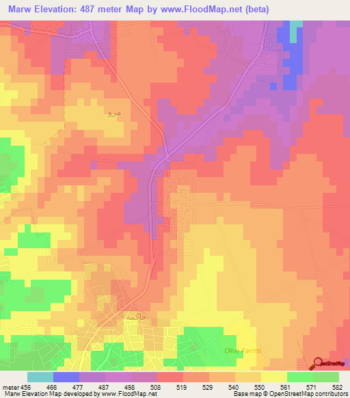 Marw,Jordan Elevation Map