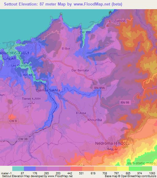 Settout,Algeria Elevation Map