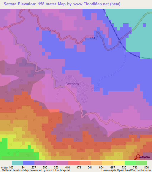 Settara,Algeria Elevation Map