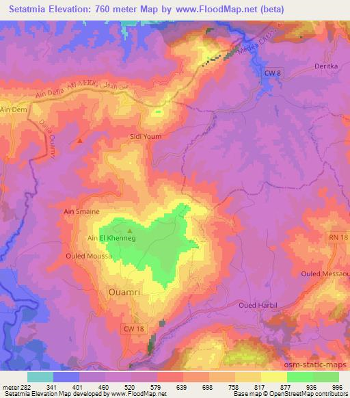 Setatmia,Algeria Elevation Map