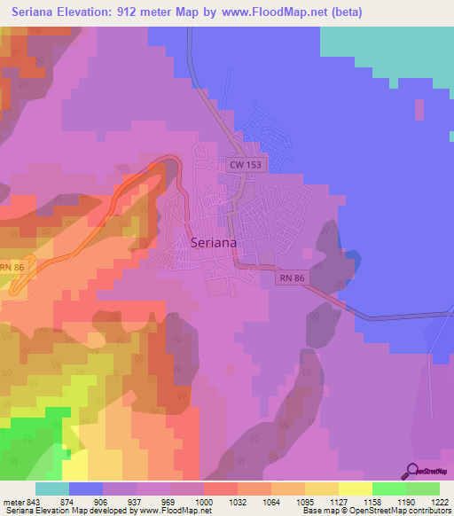 Seriana,Algeria Elevation Map