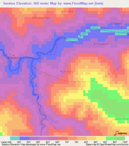 Seratou,Algeria Elevation Map