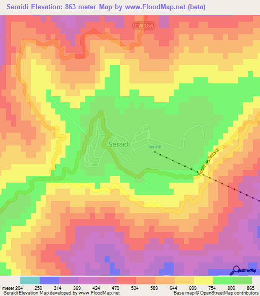 Seraidi,Algeria Elevation Map