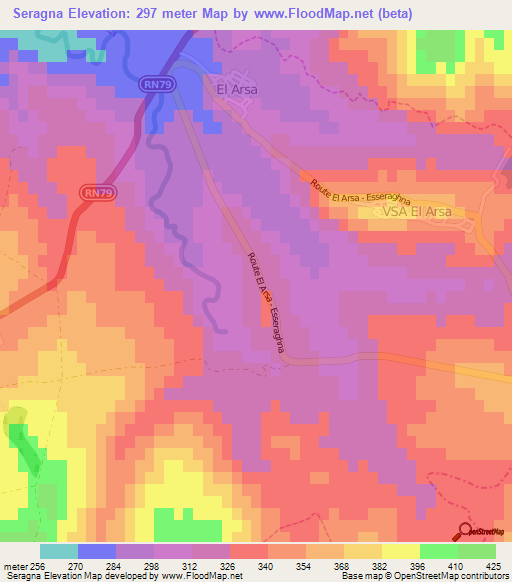 Seragna,Algeria Elevation Map
