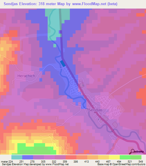 Sendjas,Algeria Elevation Map