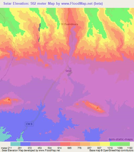 Seiar,Algeria Elevation Map