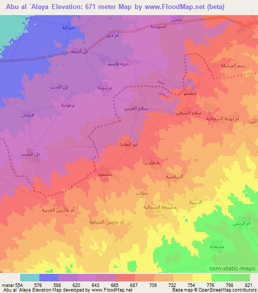 Abu al `Alaya,Syria Elevation Map