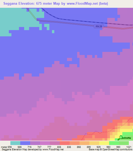 Seggana,Algeria Elevation Map
