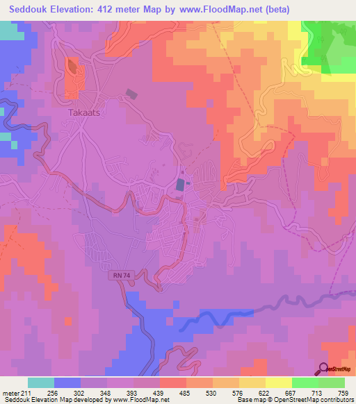 Seddouk,Algeria Elevation Map